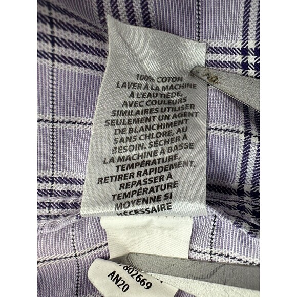Nordstrom Men's Shop Shirt Mens 18 34-35 Purple Plaid Smartcare Non-Iron Dress - Picture 6 of 13